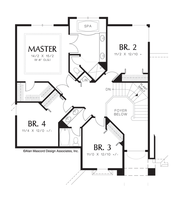 Upper Floor Plan image for Mascord Winnfield-European Plan with Grand Entry-Upper Floor Plan