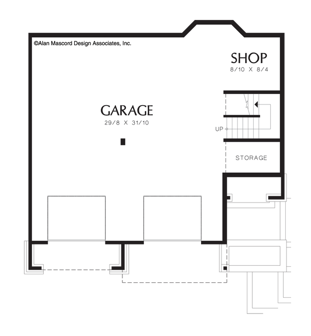 Lower Floor Plan image for Mascord Anson-Contemporary Plan with Two Story Great Room-Lower Floor Plan