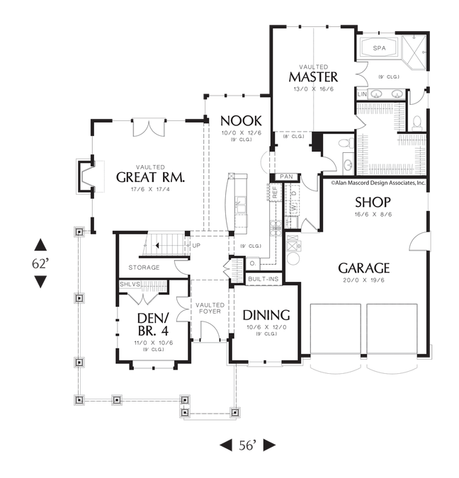 Main Floor Plan image for Mascord Northbrook-Updated Farmhouse Plan-Main Floor Plan