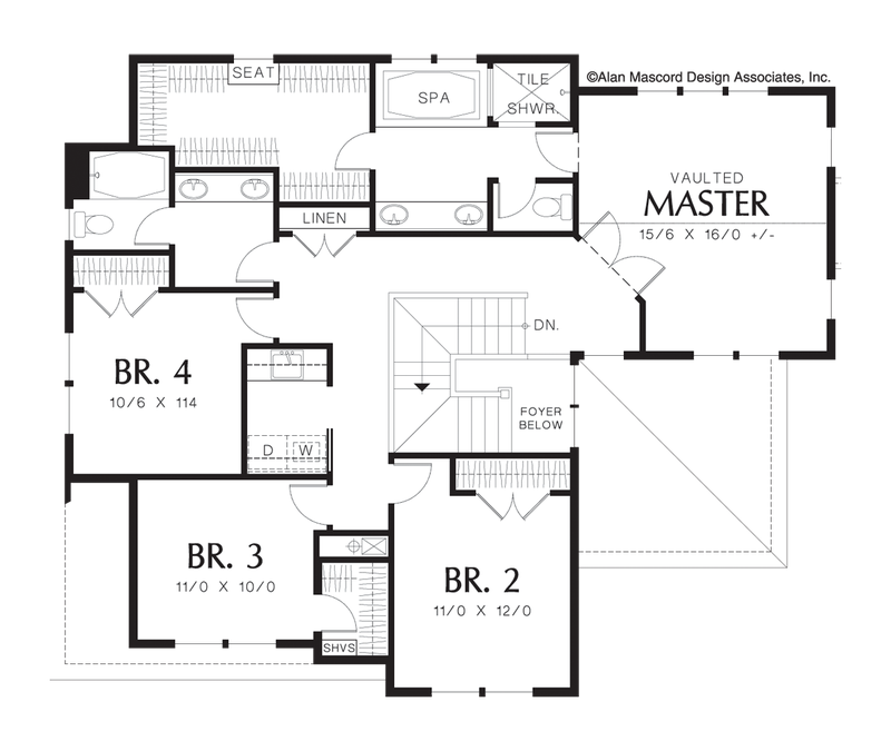 Upper Floor Plan image for Mascord Gaylord-Perfect Family Plan with 2 Car Garage-Upper Floor Plan