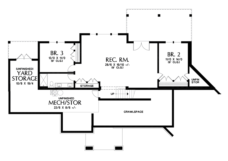 Lower Floor Plan image for Mascord Blythewood-A Craftsman Home Designed for Outdoor Fun-Lower Floor Plan