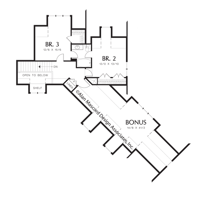 Upper Floor Plan image for Mascord Halstad-Lodge Style Plan with Generous Master and Kitchen-Upper Floor Plan