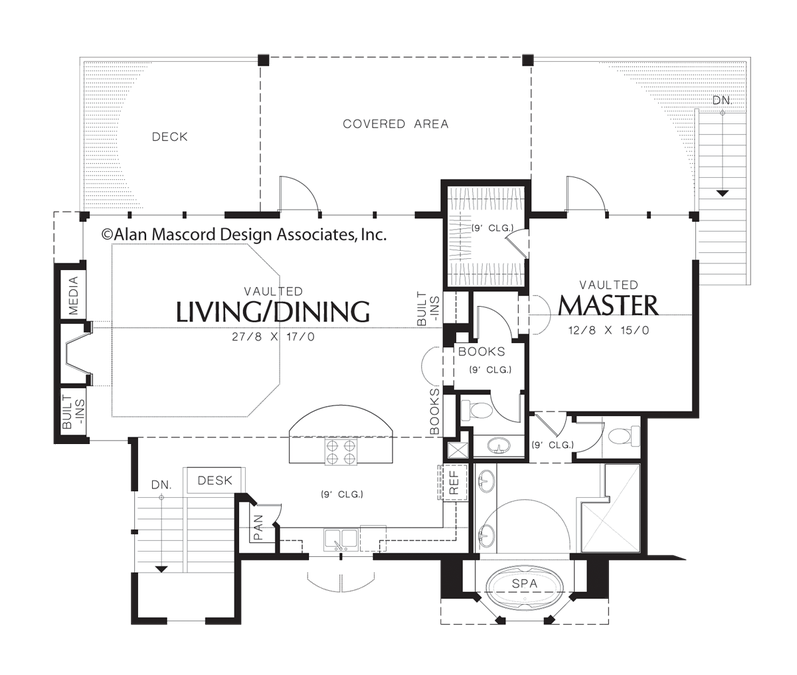 Upper Floor Plan image for Mascord Pemscott-Reverse Living Plan to Maximize Views-Upper Floor Plan