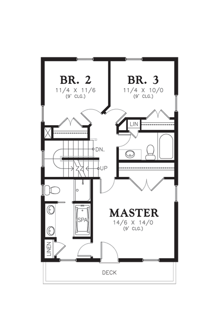 Upper Floor Plan image for Mascord Eaton-Coastal Colonial or Cape Cod Style House Plan-Upper Floor Plan