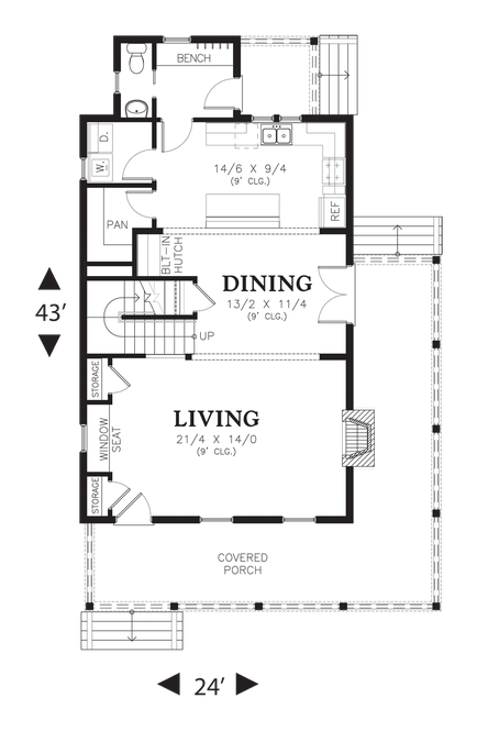 Main Floor Plan image for Mascord Pranger-Great Coastal Plan, Featured at Seabrook-Main Floor Plan