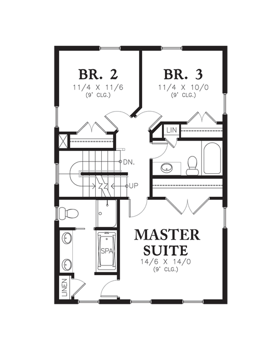 Upper Floor Plan image for Mascord Pranger-Great Coastal Plan, Featured at Seabrook-Upper Floor Plan