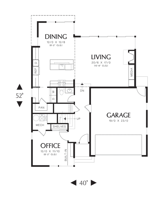 Main Floor Plan image for Mascord Dain-Simple Lines, Great Natural Light-Main Floor Plan