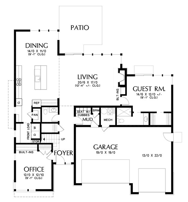 Main Floor Plan image for Mascord Perry-Fantastic Flex Space behind Great Room Makes This a Home for Life-Main Floor Plan