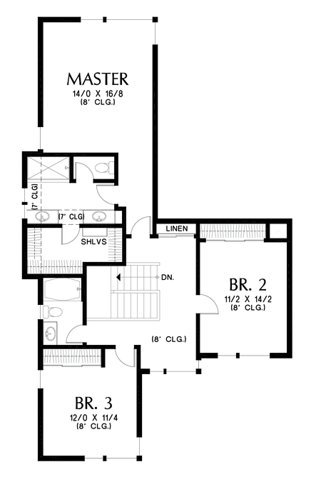 Upper Floor Plan image for Mascord Perry-Fantastic Flex Space behind Great Room Makes This a Home for Life-Upper Floor Plan