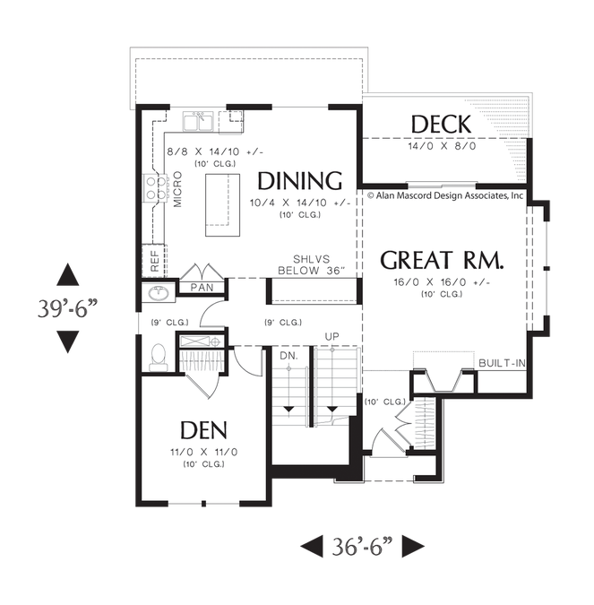 Main Floor Plan image for Mascord Sunderland-Beautifully Traditional, Made for Sloped Lots-Main Floor Plan