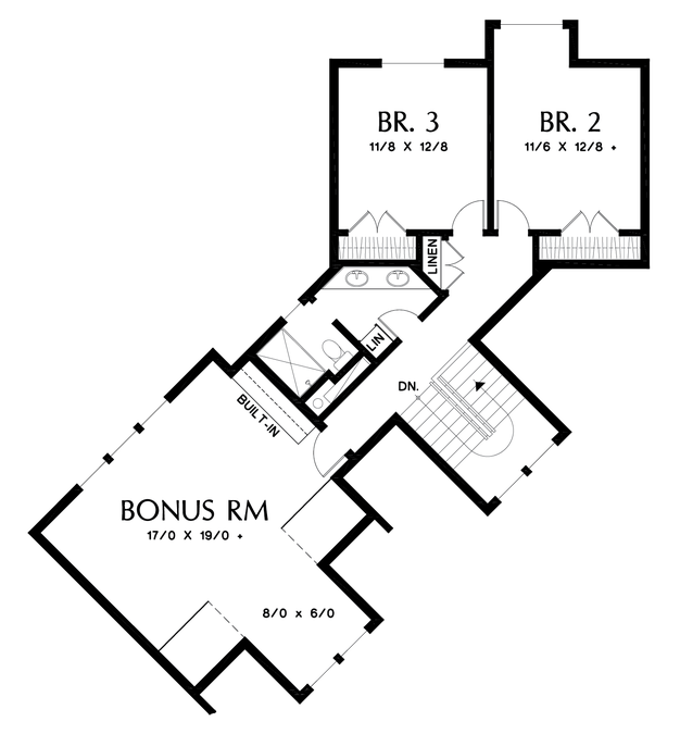 Upper Floor Plan image for Mascord Silverton-Beautiful NW Ranch Style Home-Upper Floor Plan