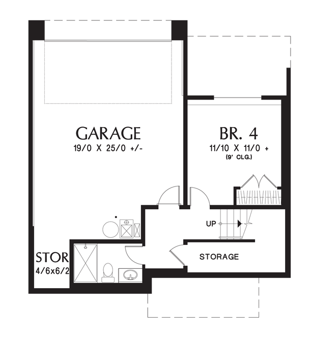 Lower Floor Plan image for Mascord Roundhay-Great Plan for Compact Sloping Lots-Lower Floor Plan