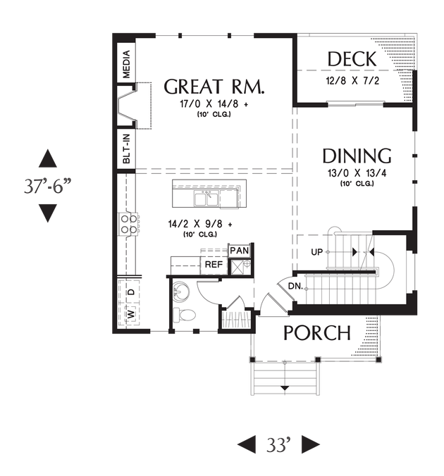 Main Floor Plan image for Mascord Roundhay-Great Plan for Compact Sloping Lots-Main Floor Plan