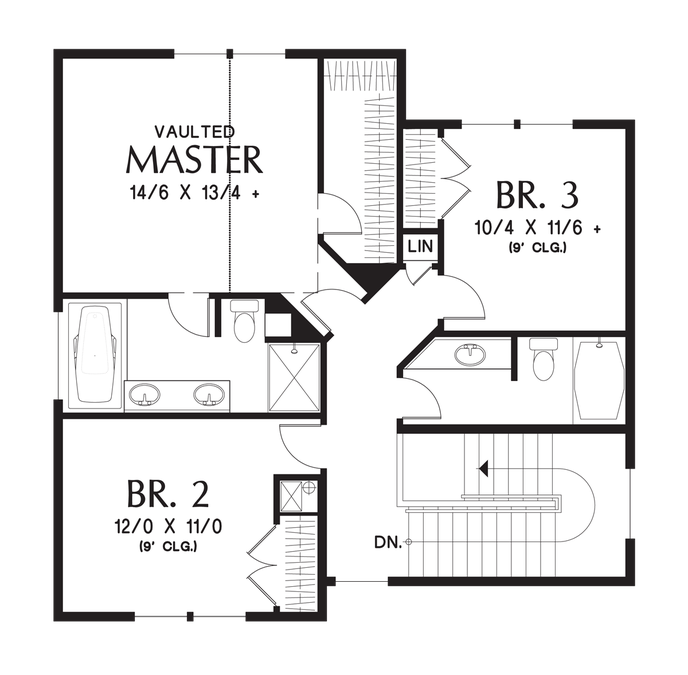 Upper Floor Plan image for Mascord Roundhay-Great Plan for Compact Sloping Lots-Upper Floor Plan