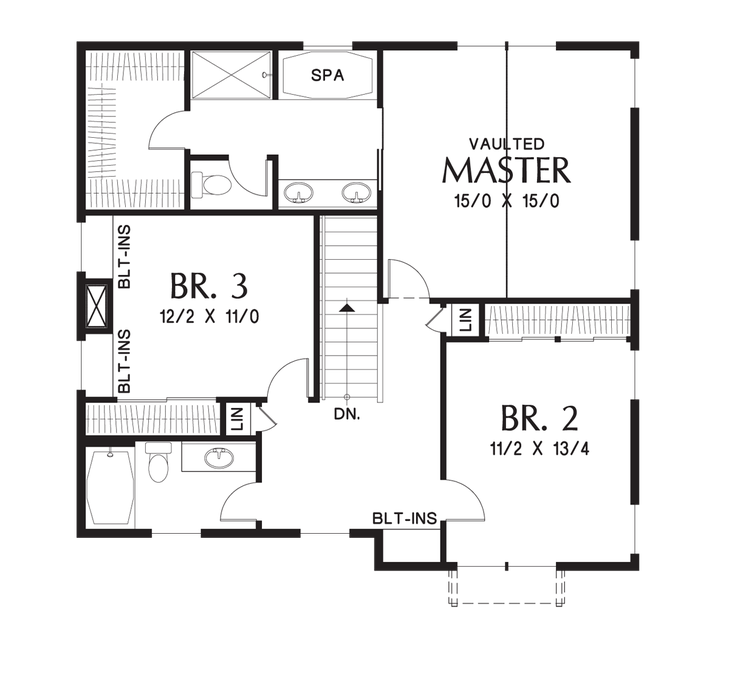 Upper Floor Plan image for Mascord Forest Park-Beautiful Design for Life in the City or Country-Upper Floor Plan