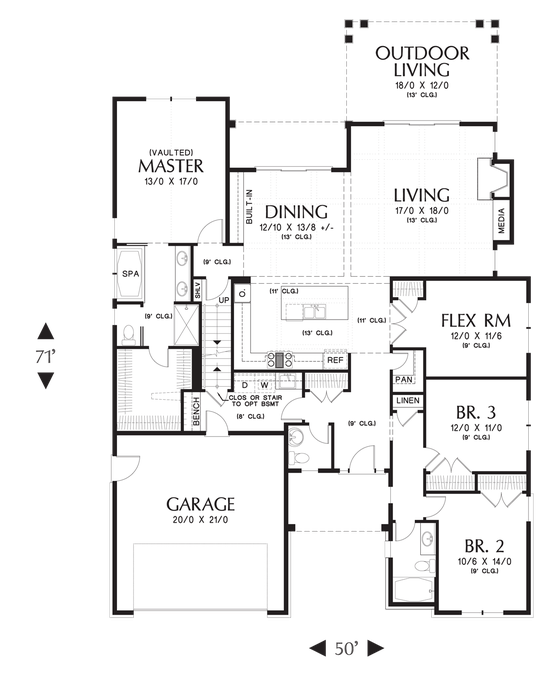 Main Floor Plan image for Mascord Cotswolder-Great Plan for New, Returning or Extended Family-Main Floor Plan