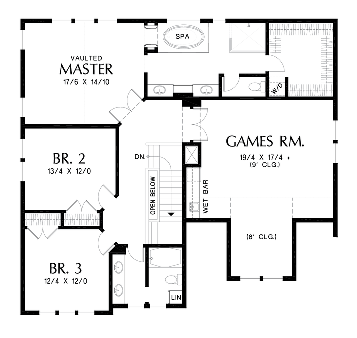 Upper Floor Plan image for Mascord Jefferson-Incorporates many changes requested for the 'Hood River'-Upper Floor Plan