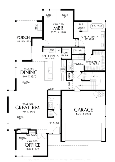 Main Floor Plan image for Mascord Cambrian-Modern Elegance Meets Comfort in Contemporary Haven-Main Floor Plan