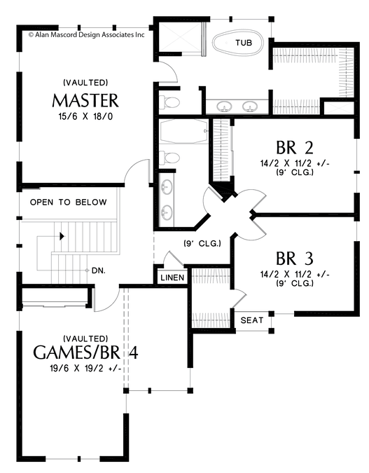 Upper Floor Plan image for Mascord Golden-Sophisticated Look Outside, Smart Design Inside-Upper Floor Plan