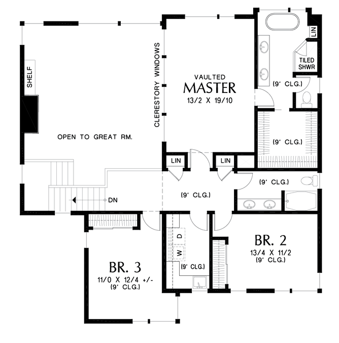 Upper Floor Plan image for Mascord Sweetwater-Artful Home with Flexible Spaces-Upper Floor Plan