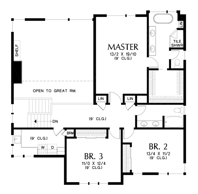 Upper Floor Plan image for Mascord Carroll-Contemporary Home for a Growing Family-Upper Floor Plan