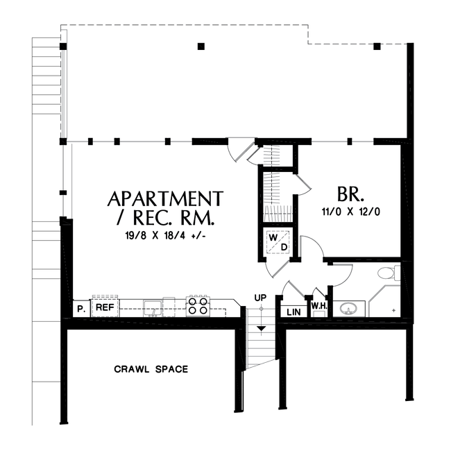 Lower Floor Plan image for Mascord Renard-Home fit for a Captain!  Design featured on hit TV show Grimm-Lower Floor Plan