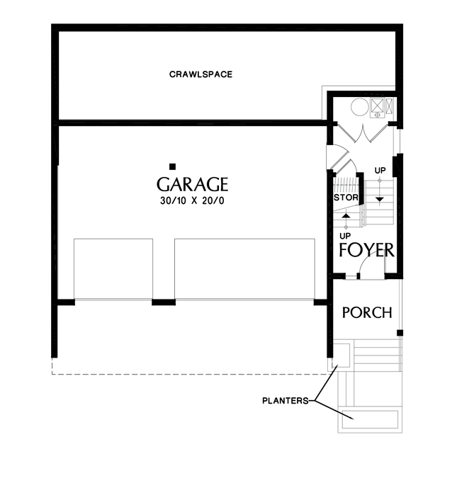 Lower Floor Plan image for Mascord Brookshire-Contemporary House Plans with Lots of Curb Appeal-Lower Floor Plan