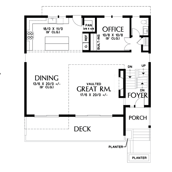 Main Floor Plan image for Mascord Augustine-Contemporary Upslope plan with 2 Cars and Guest Suite-Main Floor Plan