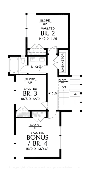 Upper Floor Plan image for Mascord Hollingsworth-The great indoors matches the great outdoors setting for this mountain modern home-Upper Floor Plan