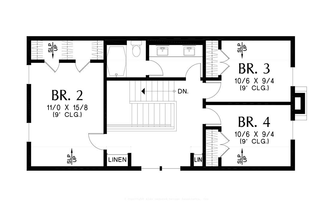 Upper Floor Plan image for Mascord Virginia-Traditional Farmhouse Aesthetic with Modern Appeal-Upper Floor Plan