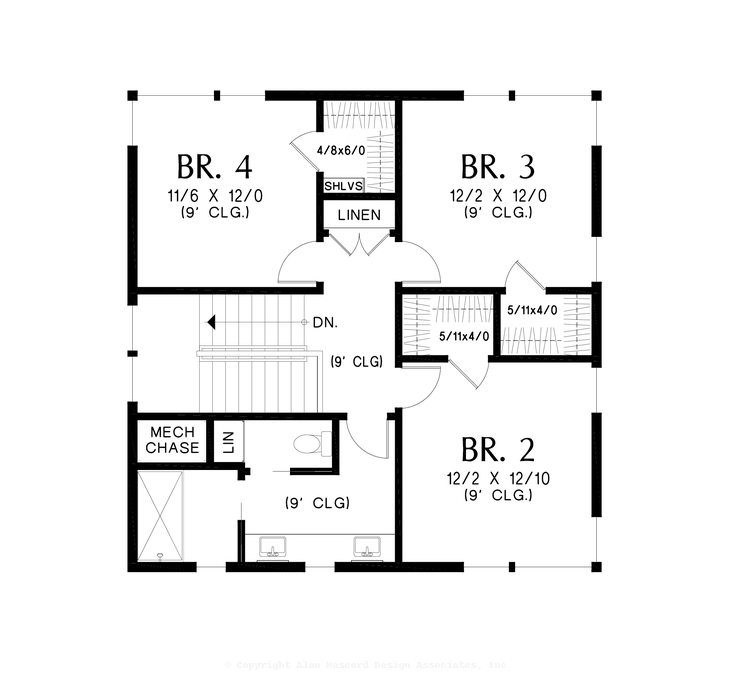 Upper Floor Plan image for Mascord Beachside-Contemporary Elegance at its Finest-Upper Floor Plan