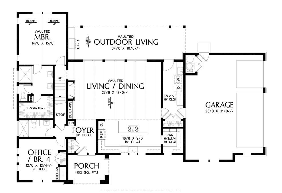 Main Floor Plan image for Mascord Stockholm-Wonderful Open Floorplan with Industrial Design Aesthetic-Main Floor Plan