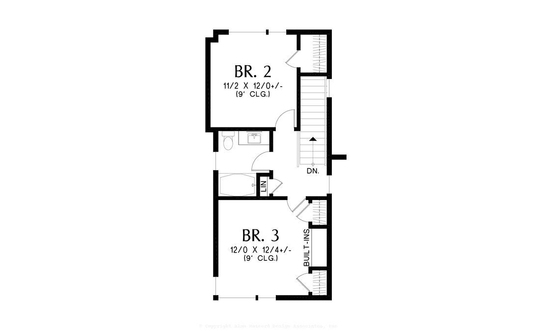 Upper Floor Plan image for Mascord Tannery-Great COntemporary Ranch with Office or Guest Room and Well Planned Outdoor Space-Upper Floor Plan