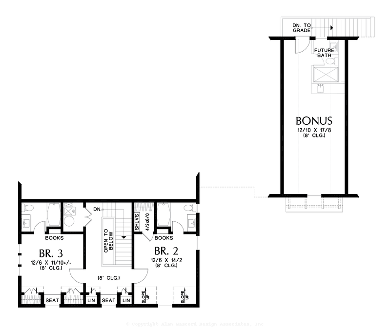 Upper Floor Plan image for Mascord Willowberry-Great Wrap Around Porch for Summer Evenings-Upper Floor Plan