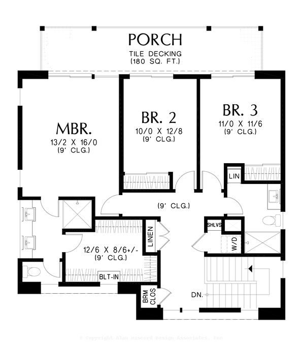 Upper Floor Plan image for Mascord Carlsbad--Upper Floor Plan
