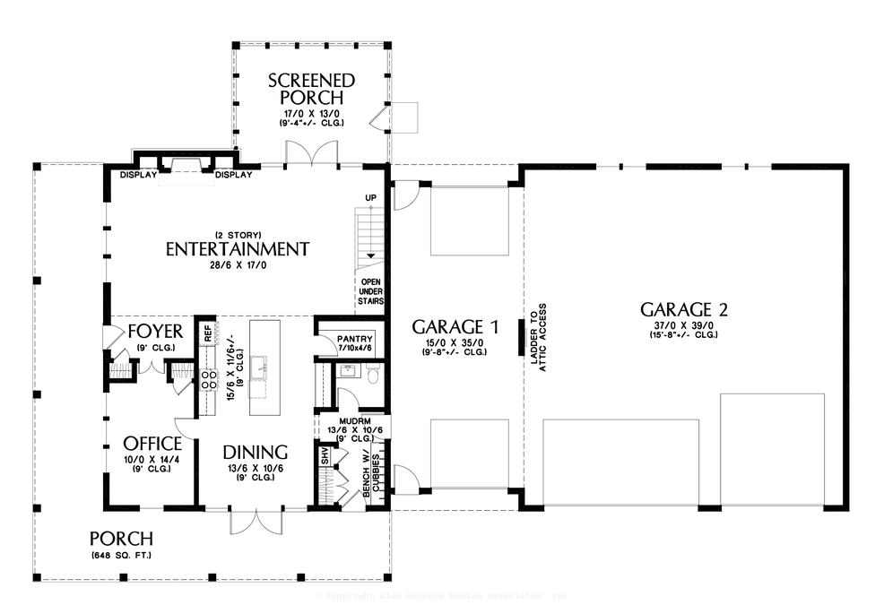 Main Floor Plan image for Mascord Maplewood Barn-Great Barndo with Wrap Around Porch and Plenty of Entertaining Space-Main Floor Plan