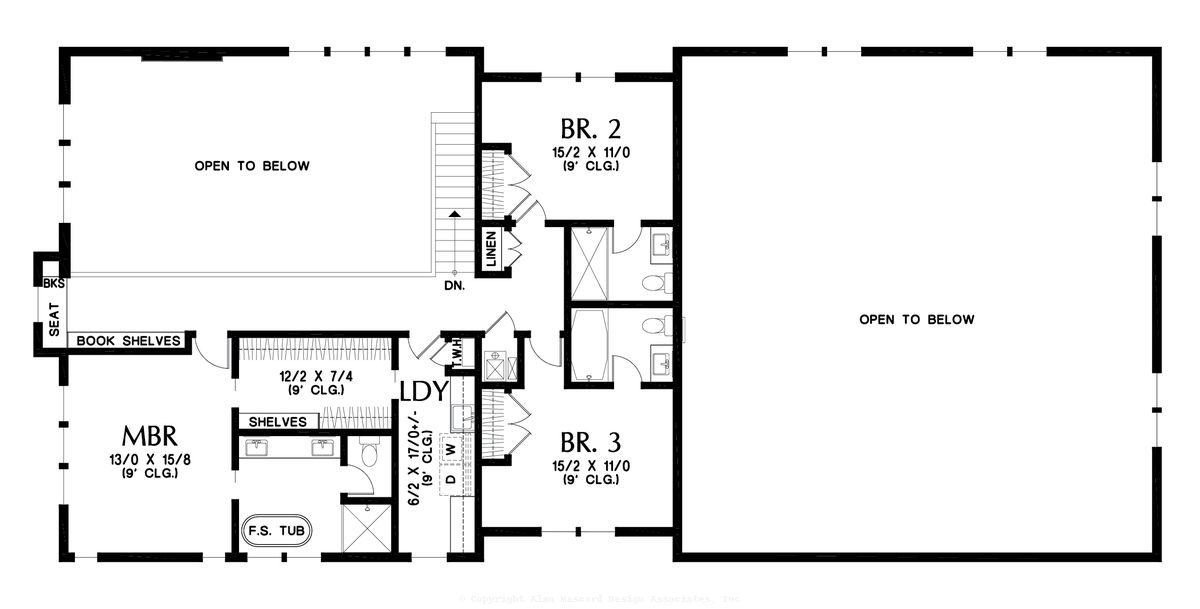 Upper Floor Plan image for Mascord Maplewood Barn-Great Barndo with Wrap Around Porch and Plenty of Entertaining Space-Upper Floor Plan