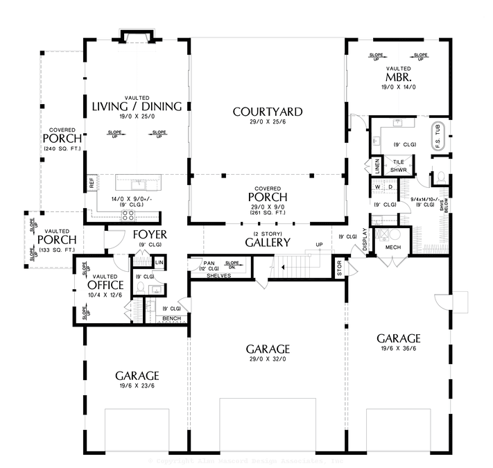 Main Floor Plan image for Mascord Willowbrook-Great Barndominium with Gambrel and oodles of space-Main Floor Plan