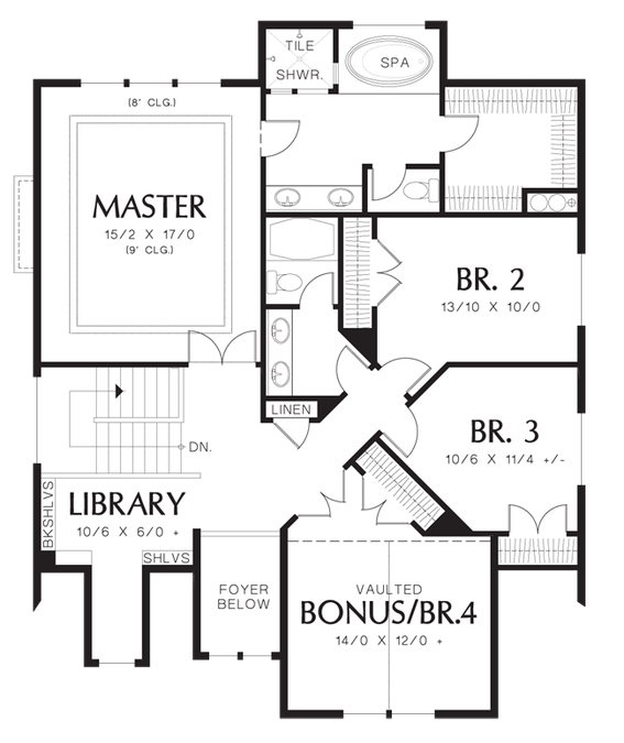 Upper Floor Plan image for Mascord Morecambe-Narrow Lot but Wide Appeal for this Craftsman Champion-Upper Floor Plan