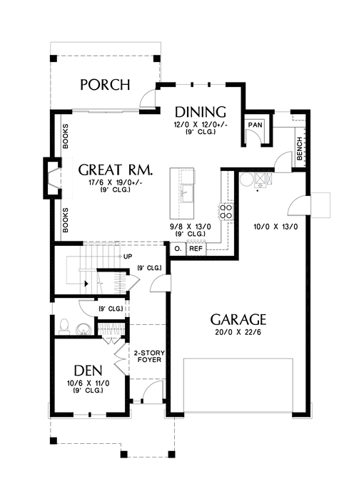Main Floor Plan image for Mascord Riverholme-Versatile Urban Farmhouse-Main Floor Plan