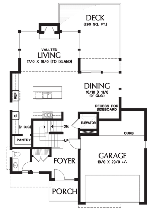 Main Floor Plan image for Mascord Ontario-Gorgeous NW Contemporary home with Daylight Basement-Main Floor Plan