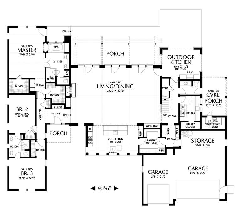 Main Floor Plan image for Mascord Tilikum-Pacific North West Industrial Loft Style Living-Main Floor Plan