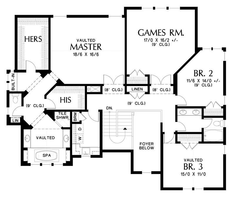 Upper Floor Plan image for Mascord Ridley-Rich Craftsman with Luxurious Extras -Upper Floor Plan