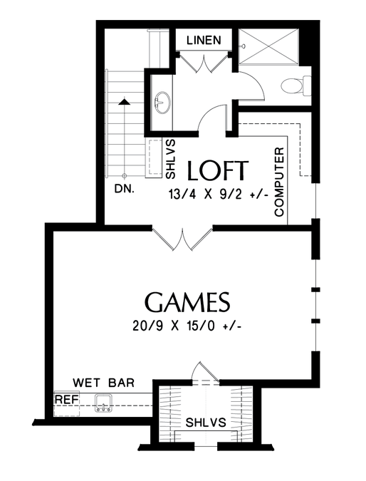 Upper Floor Plan image for Mascord Leuven-Traditional Living with Room for Fun-Upper Floor Plan
