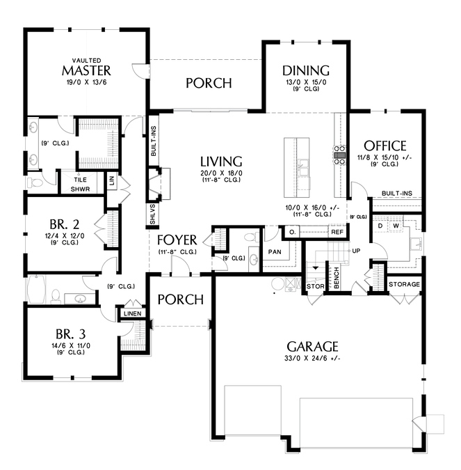Main Floor Plan image for Mascord Leuven-Traditional Living with Room for Fun-Main Floor Plan
