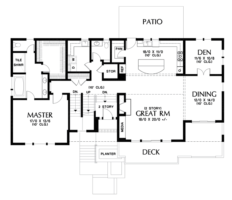 Main Floor Plan image for Mascord Milwaukee-Charming Contemporary Design for Sloped Lots-Main Floor Plan
