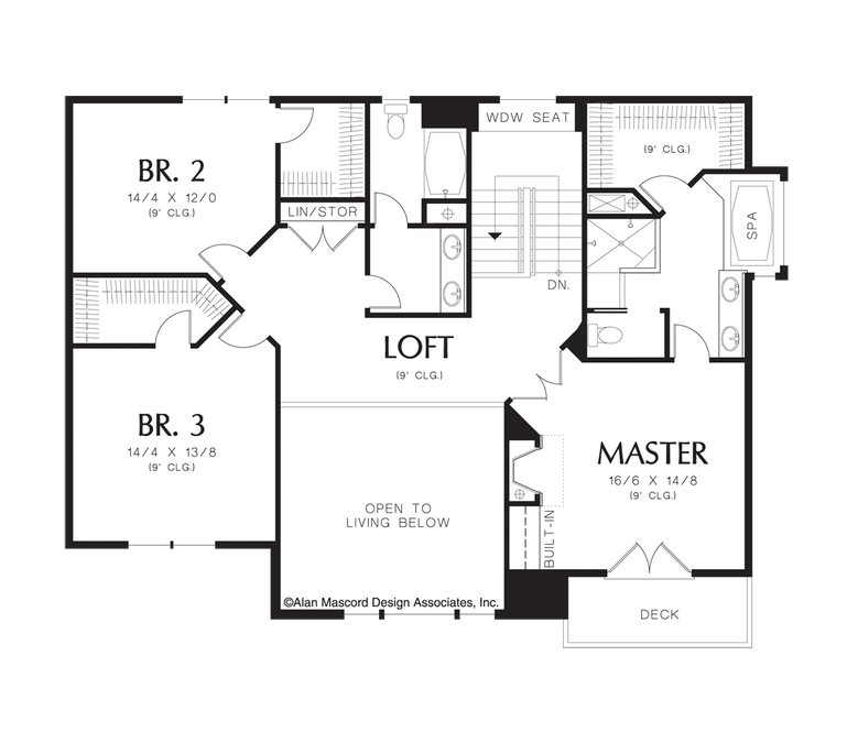 Upper Floor Plan image for Mascord Weston-Formal Dining Room in Contemporary home-Upper Floor Plan