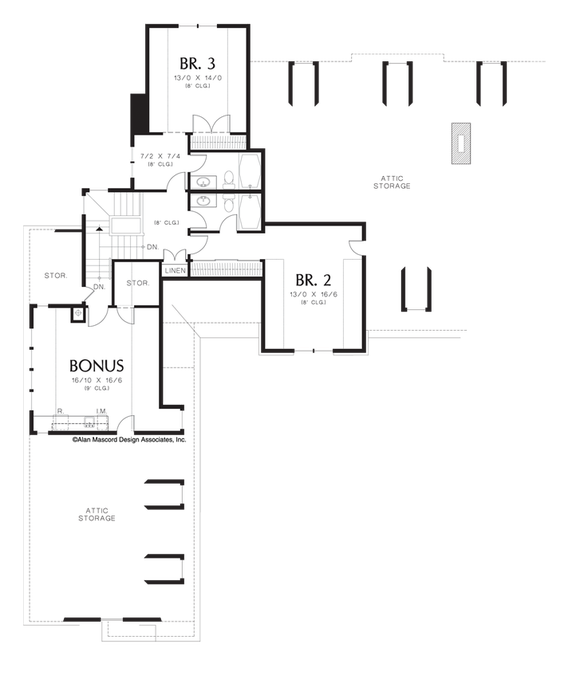 Upper Floor Plan image for Mascord Farnsworth-Luxurious European Style with Veranda-Upper Floor Plan