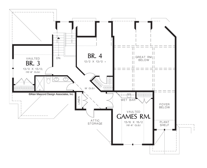 Upper Floor Plan image for Mascord Amarantha-Master and Second Bedroom on Main-Upper Floor Plan