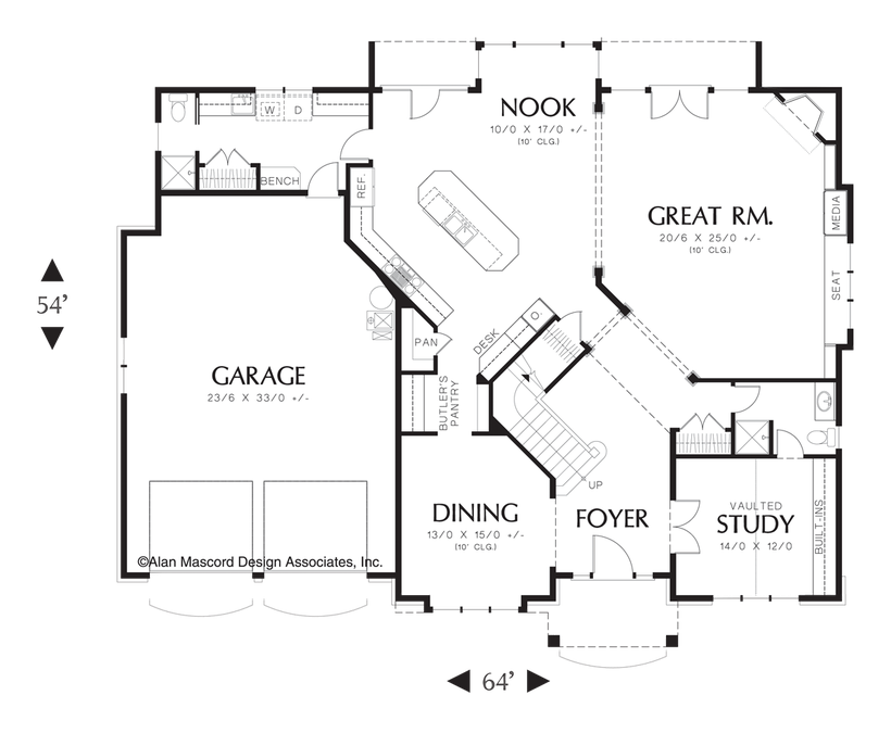 Main Floor Plan image for Mascord Bradner-Traditional Architecture Lines-Main Floor Plan
